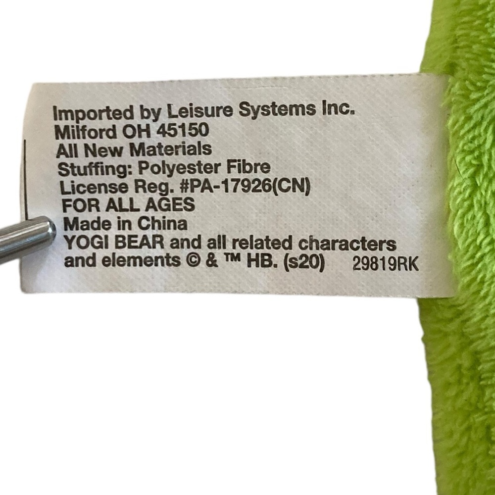 Yogi Bear Lovey Security Blanket Plush Brown Green Leisure Systems HB - Picture 8 of 8